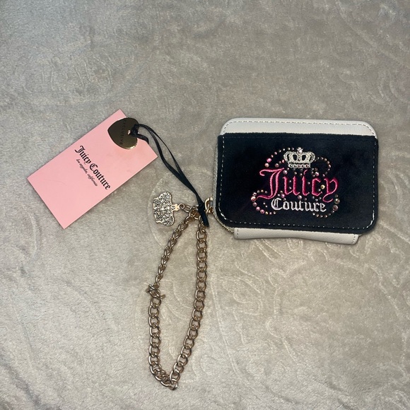 Juicy Couture Black and White Key Card Holder with Chain - Picture 1 of 4